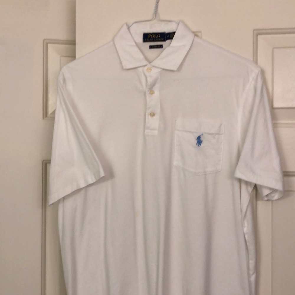 White knit shirt by Polo.